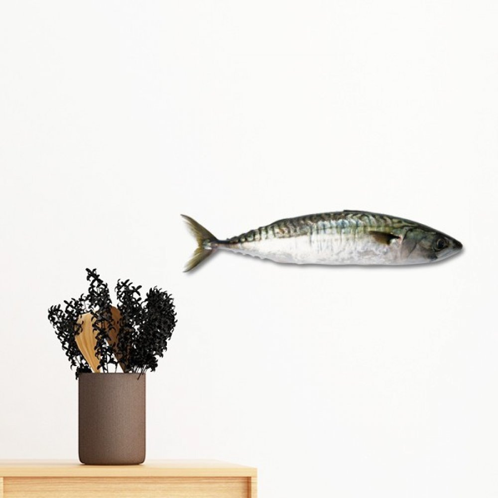 Sticker mural poisson de mer noir 70cm amovible pour chambre
