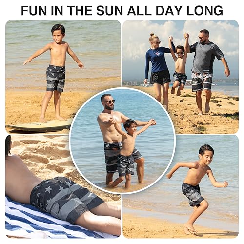 Image of Kanu Surf Boys' Victor Stripe Quick Dry Beach Board Shorts Swim Trunk