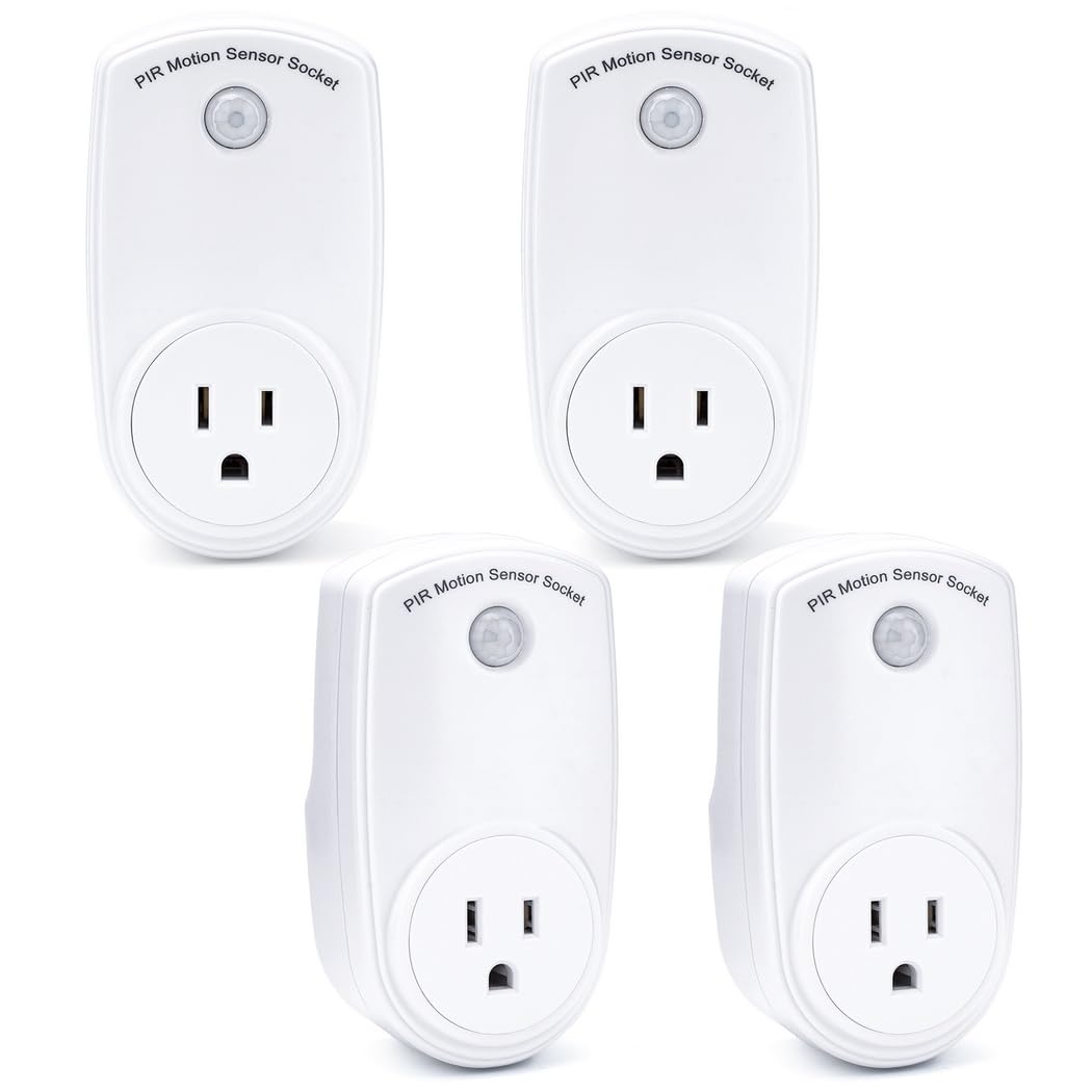 120 Wide Angle and 19 7Ft Range 4 Pcs Motion Sensor Outlets Pir Motion Sensor Light Plug in — view 5