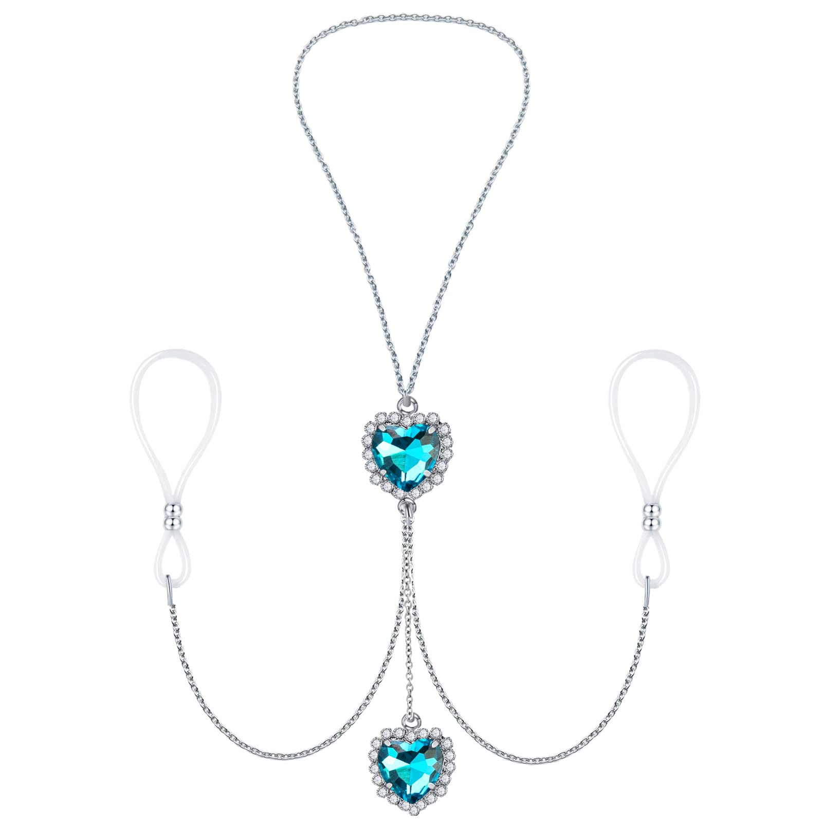 MimimelonHeart Nipple Jewelry Rings Non Piercing Body Chains Adjustable Rhinestone Nipple Noose