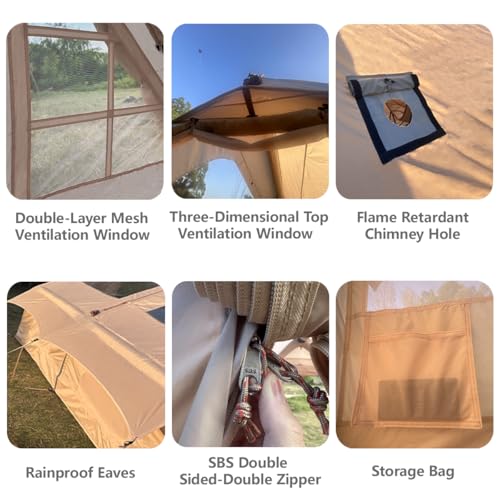 Image of Inflatable Tent for Camping Large Blow Up Tent Glamping Tent 4-8 Person House, Easy Set up Waterproof Outdoor Oxford Tents, 4 Season Air Tents with Pump