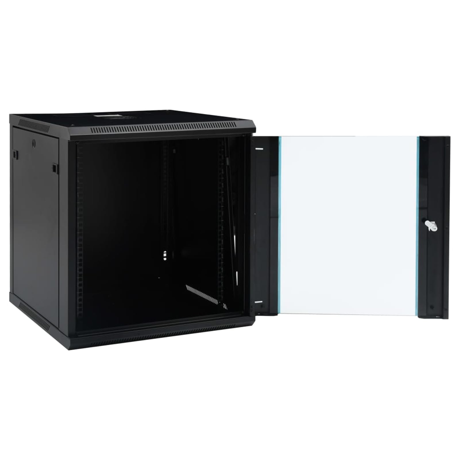 Gecheer Armario de Red de Pared Armario Rack Servidores Armario para Servidor de Red Armarios Cables ventilación 12U 19" IP20 600x600x640 mm,Puerta Frontal de Vidrio Templado con Cerradura