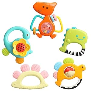 TINOTEEN Juego de Juguetes de sonajeros de bebé, Juguete de sonajero de Agarre de mordedor de 5 Piezas para 3 6 9 12 18 Meses bebés recién Nacidos