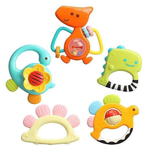 TINOTEEN Juego de Juguetes de sonajeros de bebé, Juguete de sonajero de Agarre de mordedor de 5 Piezas para 3 6 9 12 18 Meses bebés recién Nacidos