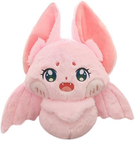 Vista 36 de ELAINREN Juguete de peluche de murciélago morado loco para Halloween, almohada suave de dibujos animados, muñecos de peluche peludos para 02