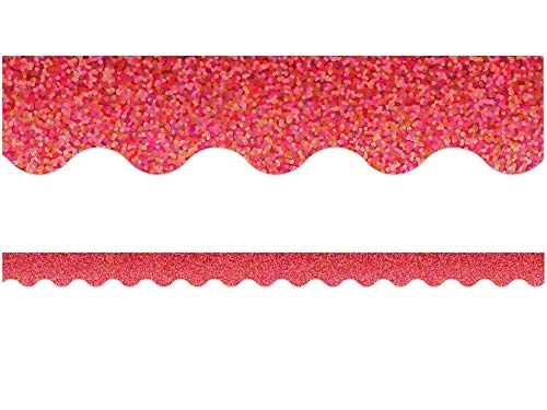 Teacher Created Resources Red Sparkle Scalloped Border Trim (TCR8767)