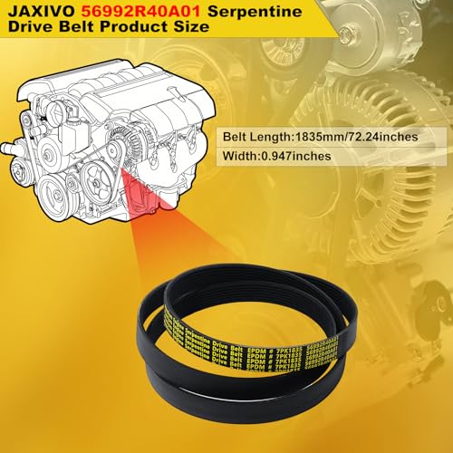 Image of ‎‎56992R40A01 Serpentine Belt V-Ribbed Drive Belt Compatible with 2008-2012 Accord EX /EX-L /LX /LXP LXS 2.4L L4,2011-2012 Accord SE 2.4L L4 Gas,Replace 7PK1835,1070723 72.24 inch Length
