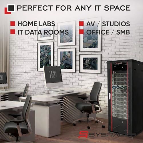 Image of 22U Wall Mount Server Rack Cabinet 24 inch Deep, 19 inch Network & AV Enclosure for Home Lab with Fan, PDU, 2 Shelves, Locking Glass Door