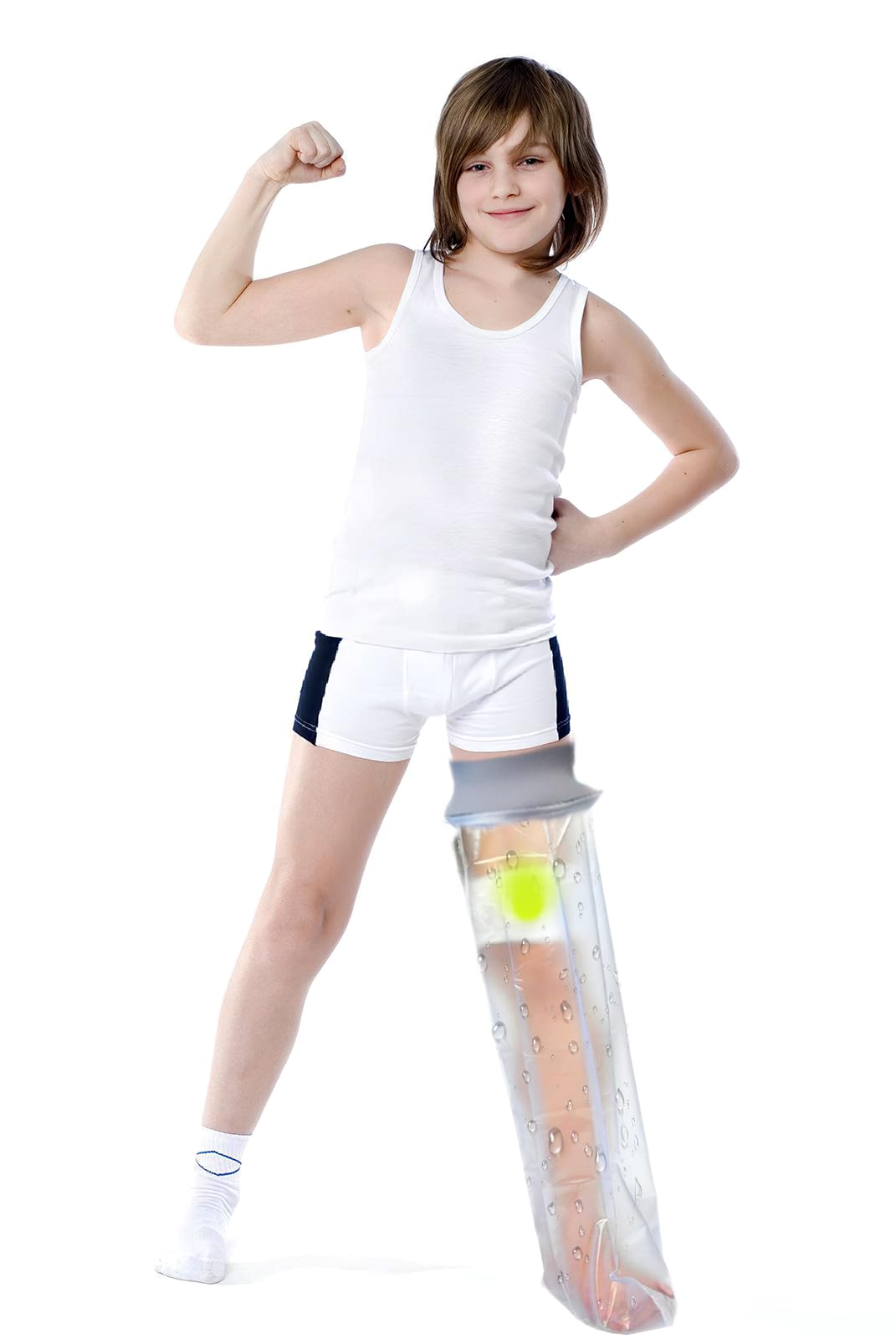 Waterproof Full Leg Cast Cover for Shower Kids -Available in 3 Sizes | Leg Cast Shower Protector, Watertight Seal Cast Cover Leg for Knee Foot Ankle, No Mark on Skin Reusable(Recommended Age:6-8)