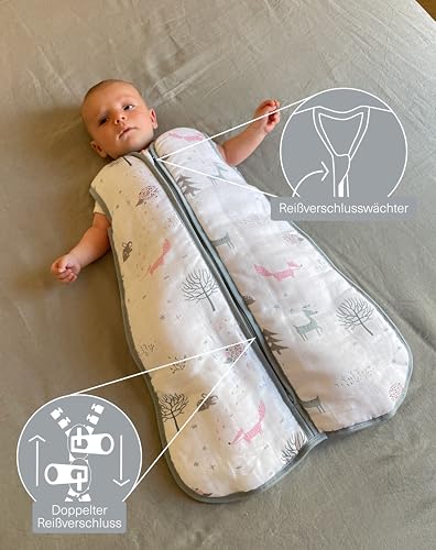 molis&co - Baby Schlafsack 2.5 TOG - Ganzjahres Schlafsack - Babyschlafsack Neugeborene - Premium-Musselin… – Ansicht 2