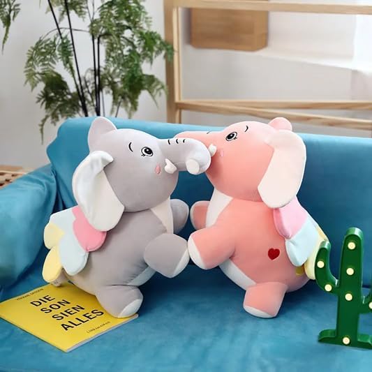 HUG 'n' FEEL SOFT TOYS Cute Elephant 35cm Soft Toy Plush Toy | Big Stuffed Animal | Ultra Soft, Huggable & Cuddly Gift for Kids, Girls, Boys | Perfect for Birthday, Valentine's Day