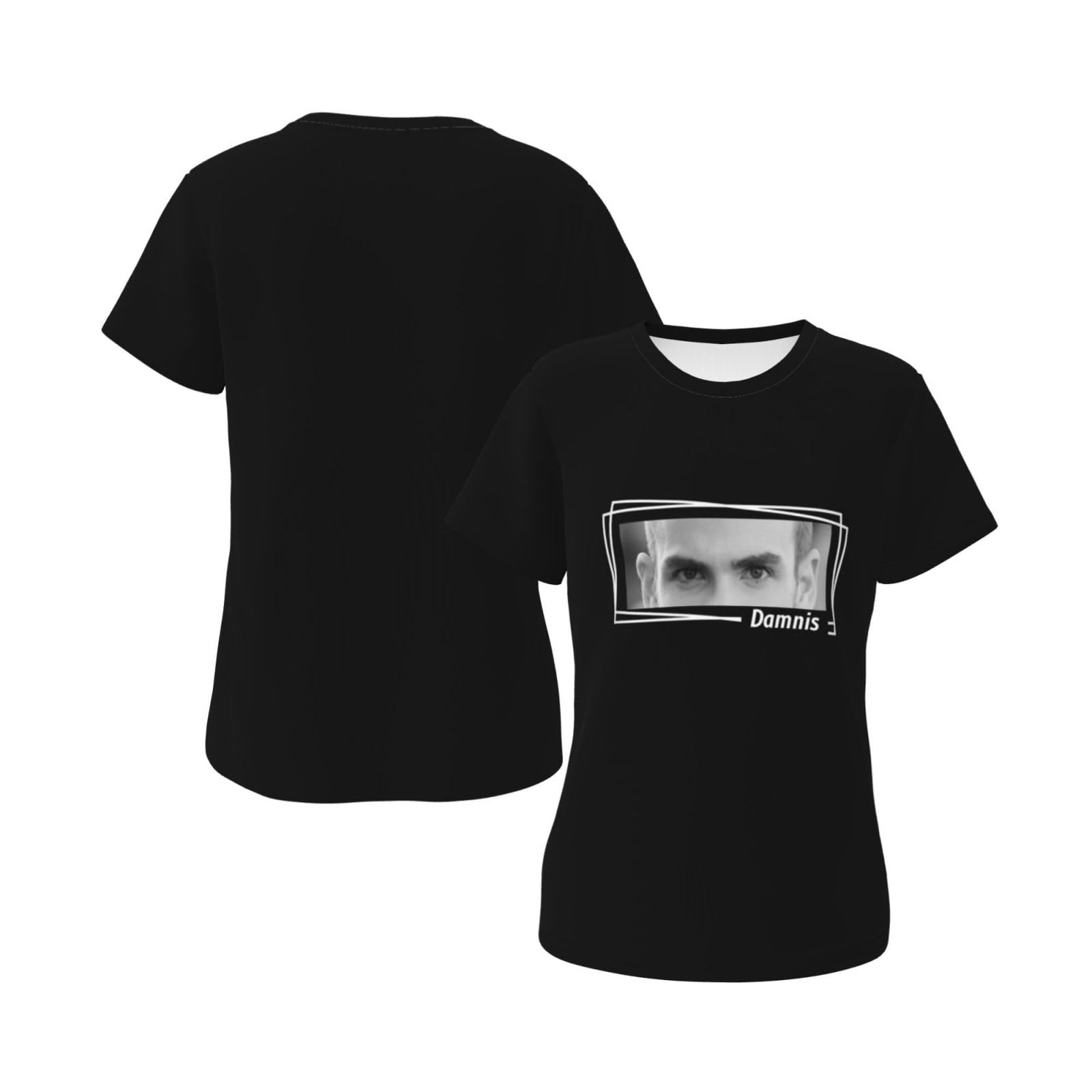 Noonative Women's Style 2 Personalized Eyes Photo T-Shirt,Custom Boyfriend Face Shirt Tee For Girlfriend,Birthday For Girlfriend