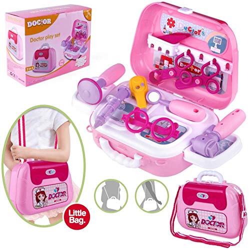 GINMIC Kids Doctor Play Kit, 22 Pieces Pretend Play Doctor Set with Roleplay Doctor Costume and Carry Case for Toddlers and Kids, Medical Dr Kit Toys - Thumbnail 3