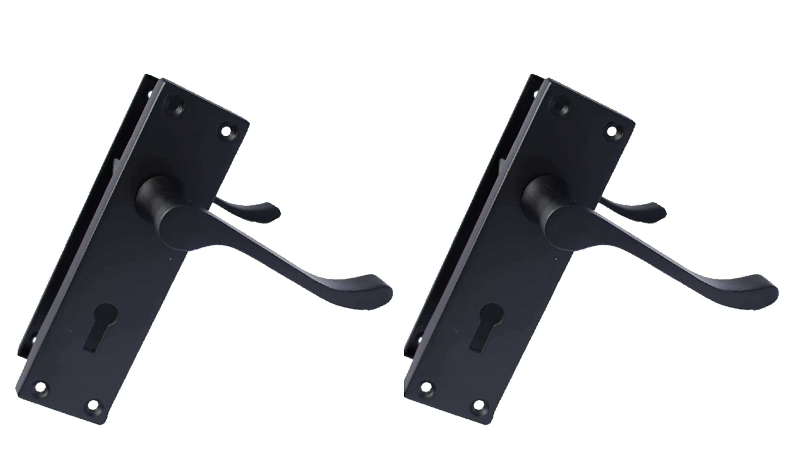 Haven Heritage Internal Victorian Scroll Quality Lever Lock Door Handles in Matt Black 150 x 40mm Pack of 2 Pairs (2)