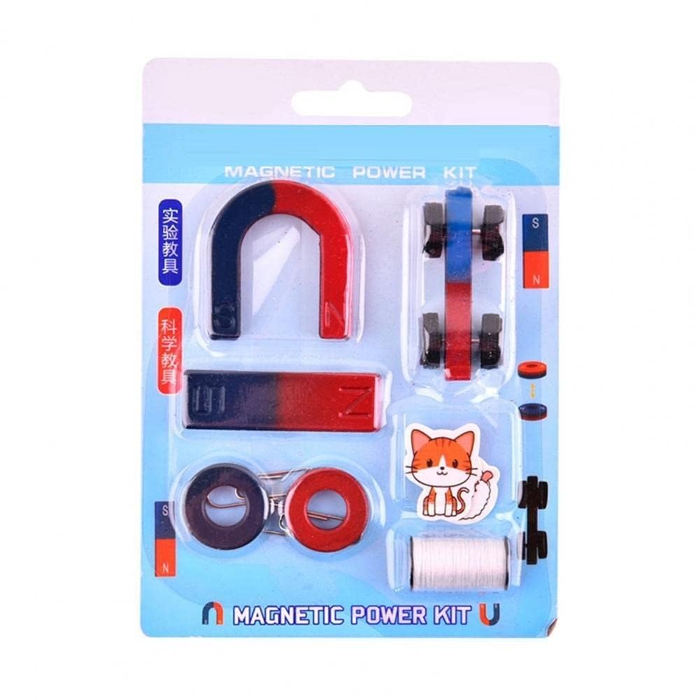 Science Magnets Set for Education Science School Classroom Experiment Tools for Kids Including Bar/Ring/Horseshoe/Thread/Car Magnets (N0:-3)