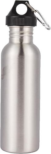 CDJ Botella de agua deportiva sin aislamiento con asa, botellas de metal de una sola pared de acero inoxidable, sin BPA, reutilizable, 18/8, grado de CDJ