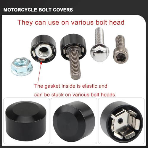 Image of Motorcycle Bolt Covers Head Bolts Engine Toppers Caps Kit for Harley 2017-2025 Touring Road King Street Glide Electra Road Glides 2018-2025 Softail Fatbob Breakout (Black, Aluminum)