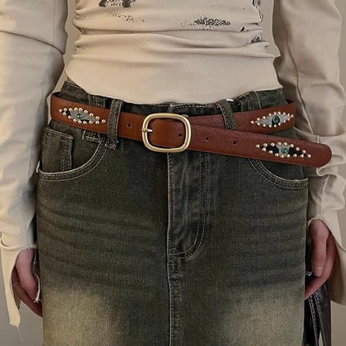 Hot Girls PU Belt With Rivet Decors Waist Belt Fashion Enthusiasts Belt Coat Dress Female Ethnic Waistband4