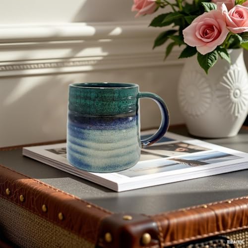 Taza de cerámica grande de 16 oz con asa y base ancha miniatura 3