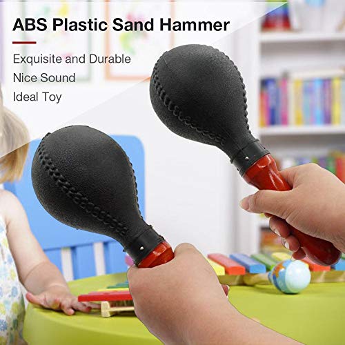 Percussion Maracas Shaker Rasseln Sandhammer Percussion Instrument mit ABS Kunststoffschalen und Holzgriffen für Live-Auftritte und Aufnahme-Sessions (schwarz) - Image 7