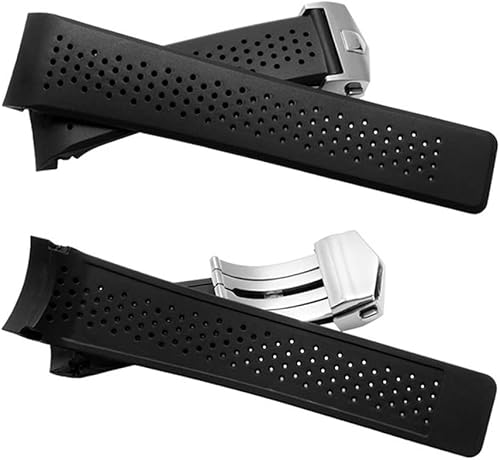 Miniatura 7 de Correa de reloj de silicona suave para hombre, correa de reloj de repuesto de goma fuerte militar con botón de acero inoxidable, hebilla de mesa