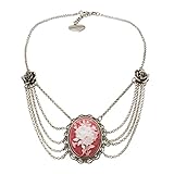  Alpenflüstern Trachten-Collier Rosengemme Trachtenkette Damen-Trachtenschmuck Dirndlkette rot DHK146