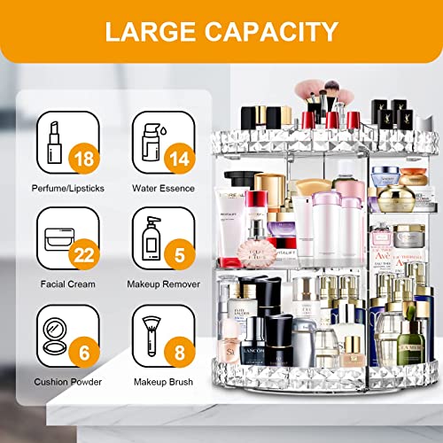 MISERWE Makeup Organiser 360 Degree Rotating 7 Adjustable Layers Large Capacity Cosmetic Organiser Transparent Make Up Organisers and Storage - Image 3