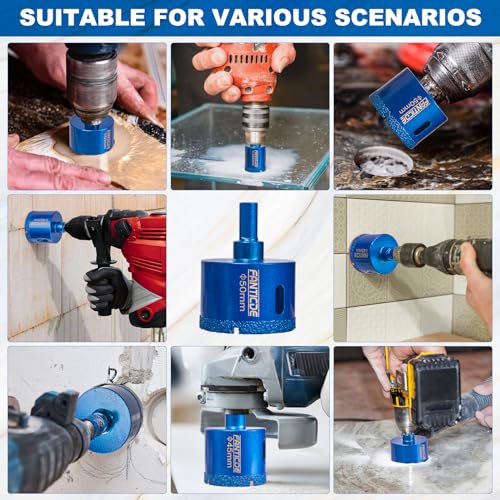 FANTICDE Diamond Drill Bit Set, 12PCS Brazing Core Hole Saw Cutter Tools Set, Diamond Hole Saw Core Drill Bit for Porcelain Tile Ceramic Stone Granite Marble Glass (6mm-50mm) 4 FANTICDE Diamond Drill Bit Set, 12PCS Brazing Core Hole Saw Cutter Tools Set, Diamond Hole Saw Core Drill Bit for Porcelain Tile Ceramic Stone Granite Marble Glass (6mm-50mm) - Image 4