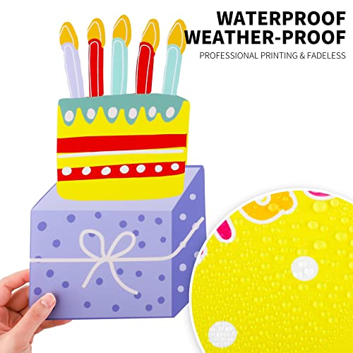 Hobby Horse 9 Pieces Colorful Happy Birthday Yard Sign With Stakes & 18 Balloons Waterproof Letter Cake Cupcake Hat Balloon Gift Box Yard Sign Lawn Decorations For Outdoor Birthday Party Supplies #TOP3