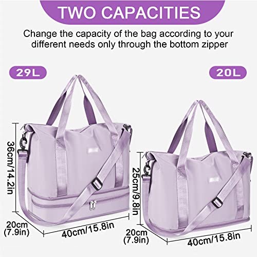 Miniatura 2 de Bolsa De Viaje Cs Cosddi 36l Bolsa De Fin De Semana Con Funda De Carrito, Bolsa De Gimnasio Deportiva Separada En Seco Y Húmedo, Bolsa De Compras Impermeable