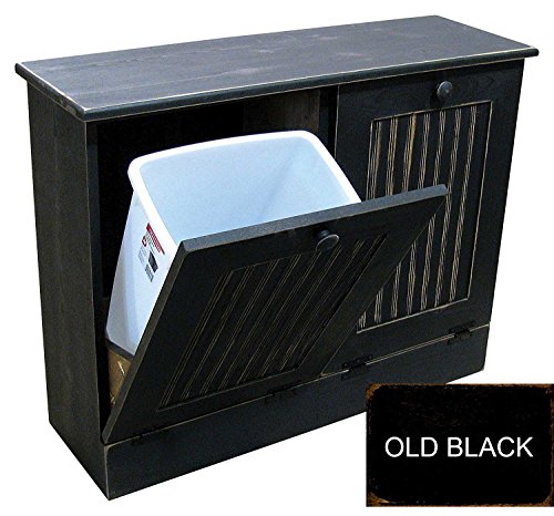 Sawdust City Solid Pine Dual Trash/Recycle Bin Holder (Old Black)