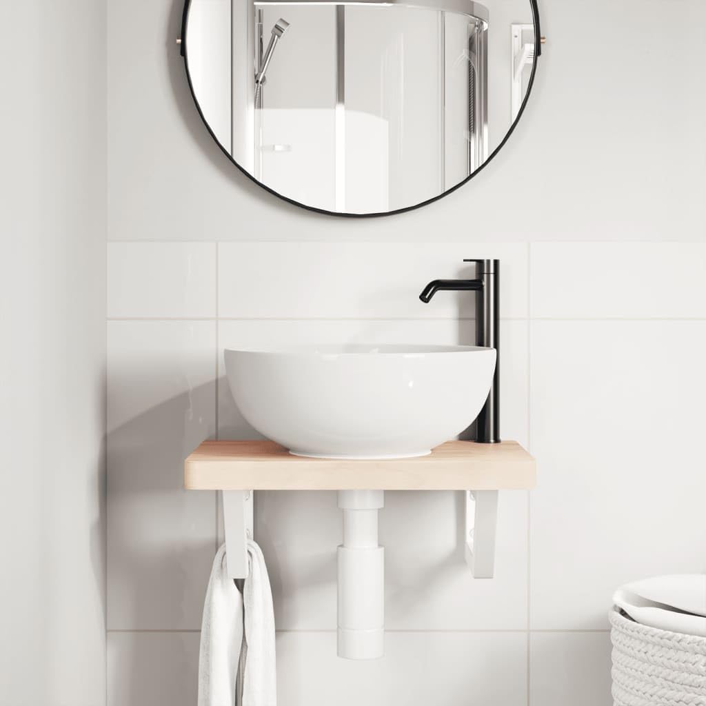 Furniture Select-Shelf Soportes para lavabo, 2 unidades, acero trapecio blanco
