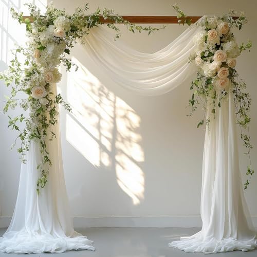 TNLQWZ Mariage Arche Tenture, Voilage Arche Mariage Blanc 1.6 x 5 Mètres, Rideau Tulle Transparent Polyester pour Fond Arrière Cérémonie et Décoration...