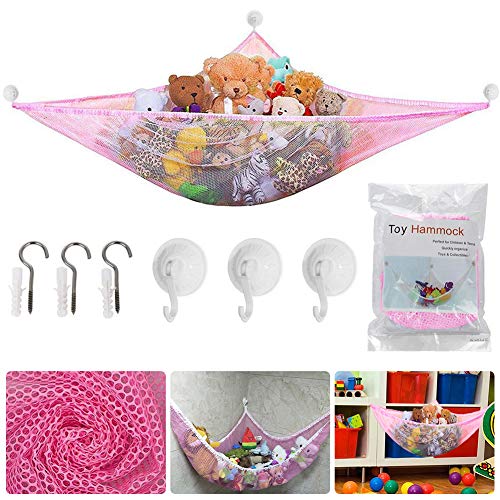 Preisvergleich Produktbild Spielzeug Hängematte, BESTZY Kinder Spielzeug Hängematte, Speichernetz für Kuscheltiere, Netz Stofftier Lagerung Net für Kuscheltiere Spielzeug 180 * 120 * 120 cm (Rosa)