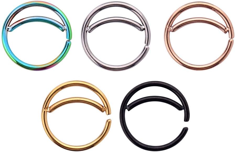 5PC Stainless Steel Moon Nose Ring Hoop Indian Nose Ring Septum Ring Nose Jewelry Nose Piercing Small Nose Hoop SET