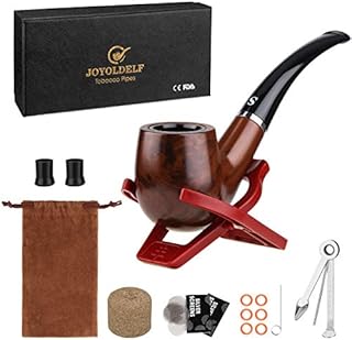 Joyoldelf Smoking Pipes, Smoking Pipe with Foldable Pipe Stand, Pipe Screens, Pipe Bits and Pipe Cleaners with Gift Smoking Box