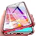 Produktbild Yichxu Samsung A10 Hülle Magnet, Magnetische Adsorption Handyhülle für Samsung Galaxy A10, Einteiliges 360 Grad Gehärtetes Glas Schutzhülle Ultra Dünn Panzerglasfolie Durchsichtige Case Cover, Rot