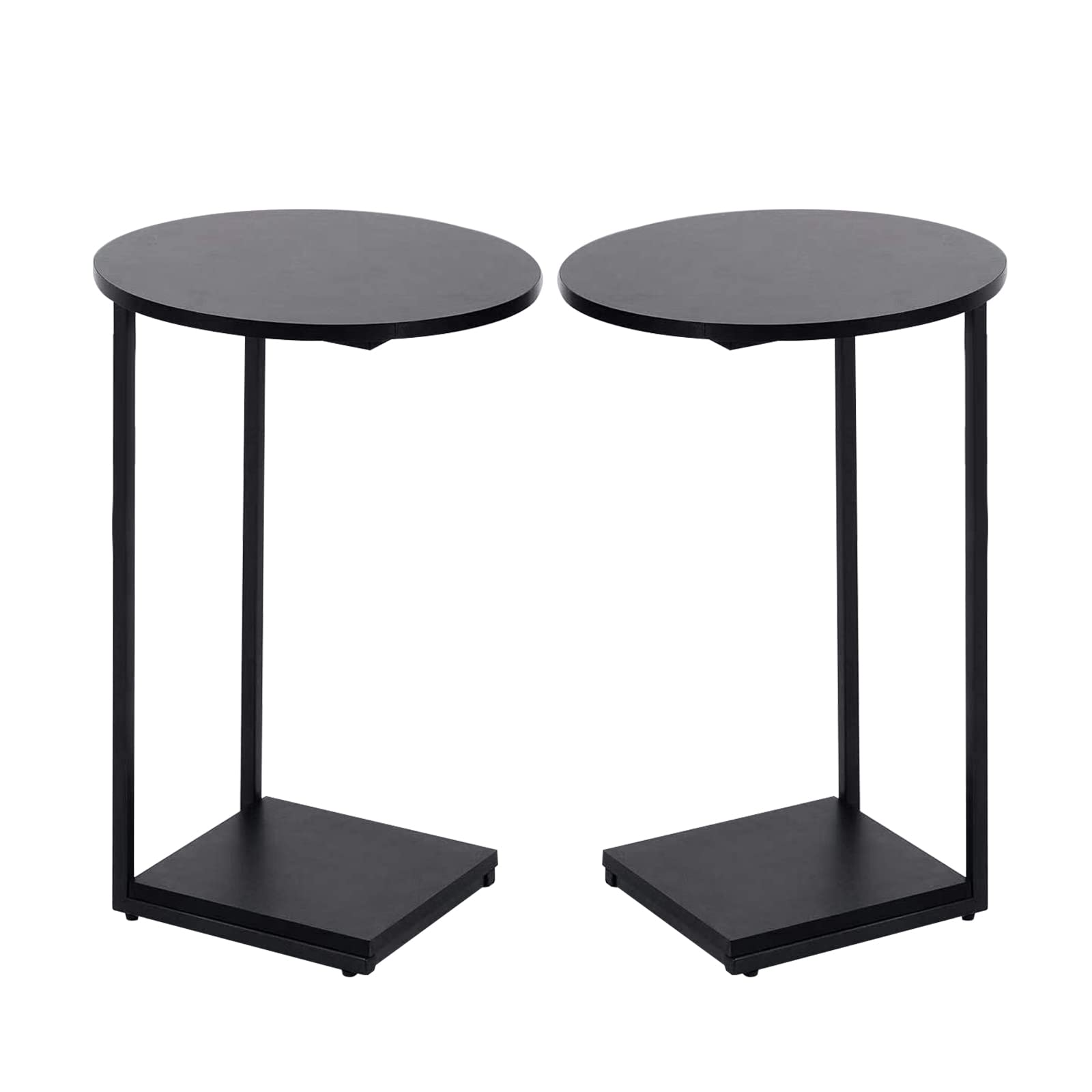HDANI C Shaped End Table Set of 2, Couch Side Table That Slide Under,C Table End Table for Livingroom, Bedroom, Office (Black)