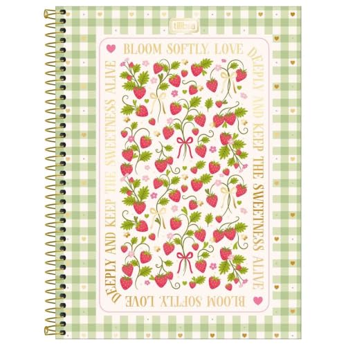 Caderno Espiral Grande Be Berry Morangos 1 Matéria 80 Folhas Capa Dura - Tilibra