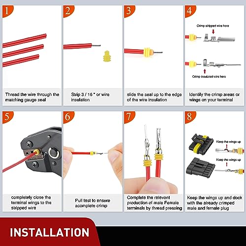 Image of Nilight 260PCS 6 Pin Electrical Connector Plug with Male Female Terminals | Wire Waterproof Connectors 6 Way Automotive Connect Set for Car Truck Motorcycle Marine Boat 10 Sets