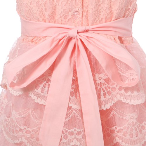 Richie House Little Big Girls' Multilayered Lace Dress Rh0777-3/4 Peach #TOP6