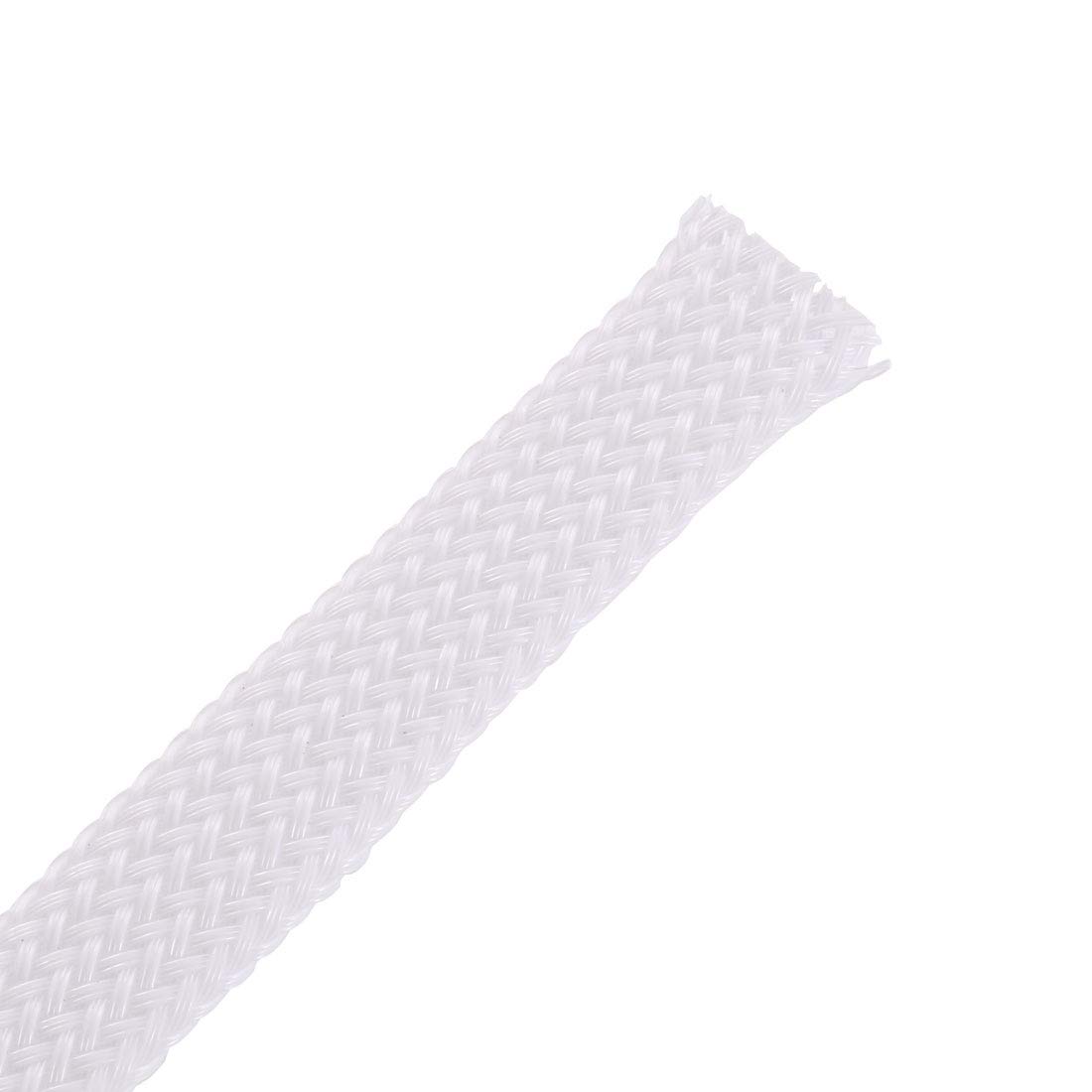 uxcell PET Expandable Cord Protector, 6.5Ft-6mm Wire Loom Cable Sleeve White-image-27