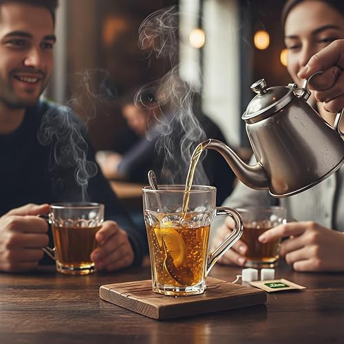 Image of Glass Tea Cups Set of 6, Transparent Cups & Mugs for Tea, Coffee, Milk, Cappuccino, Espresso, Hot & Cold Drinks - Microwave Freezer Dishwasher Safe - 150ML
