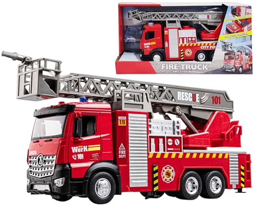 Image of FunBlast Fire Rescue Truck Toy - Realistic City Fire Engine with Light, Sound & Water Spray, Friction Powered Fire Truck Vehicle Toy for Kids Boys & Girls Age 3+ (City Fire)