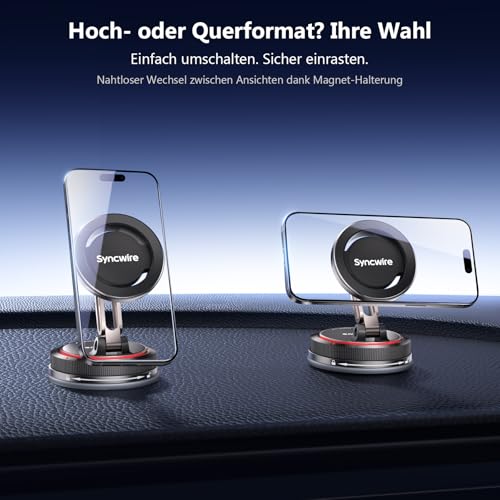 SYNCWIRE Magnetische Auto Handyhalterung für MagSafe [2-Achsen Design], Nano Klebegel + Saugnapf für Armaturenbrett & Scheibe… – Ansicht 8
