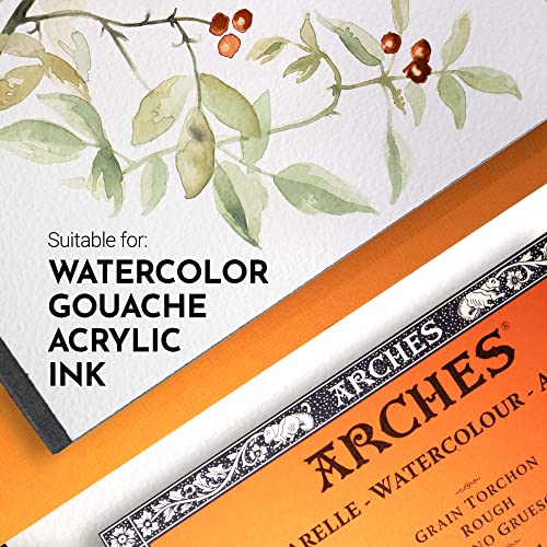 Image of Arches Watercolour Paper Blocks | Rough Natural White | for Watercolor, Acrylic Painting, Gouache and Poster Color Painting | 300 GSM, 41 x 51 cm- 20 Sheets