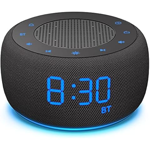 BUFFBEE Bluetooth Speaker Alarm Clock with FM Radio - High Fidelity Sound, Full Range Dimmer, Plugged in Alarm Clock Radio for Bedroom Cover