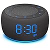 BUFFBEE Bluetooth Speaker Alarm Clock with FM Radio – High Fidelity Sound, Full Range Dimmer, Plugged in Alarm Clock Radio for Bedroom