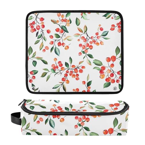 Organizador 2 en 1 para herramientas de cabello con almohadilla resistente al calor, gran capacidad para planchas, rizadores, blanco frambuesa dulce miniatura 3