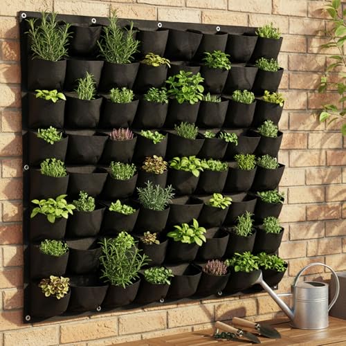 Maceta vertical de pared para optimizar espacio con 64 bolsillos 3